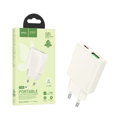 Adaptador Hoco N45 Biscuit 2 Portas USB+Tipo-C PD 30W Branco Moonlight Adaptador Hoco N45 Biscuit 2 Portas USB+Tipo-C PD 30W Branco Moonlight